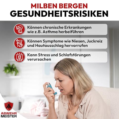 ABWEHR MEISTER Milbenspray für Matratzen & Polster 500 ml, effektives Abwehrmittel gegen Hausstaubmilben, giftfrei, laborgeprüft, Made in Germany (PT19)