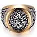 Jude Jewelers Stainless Steel Silver Gold Two Tone Masonic Freemason Signet Ring (Silver Gold, 10)