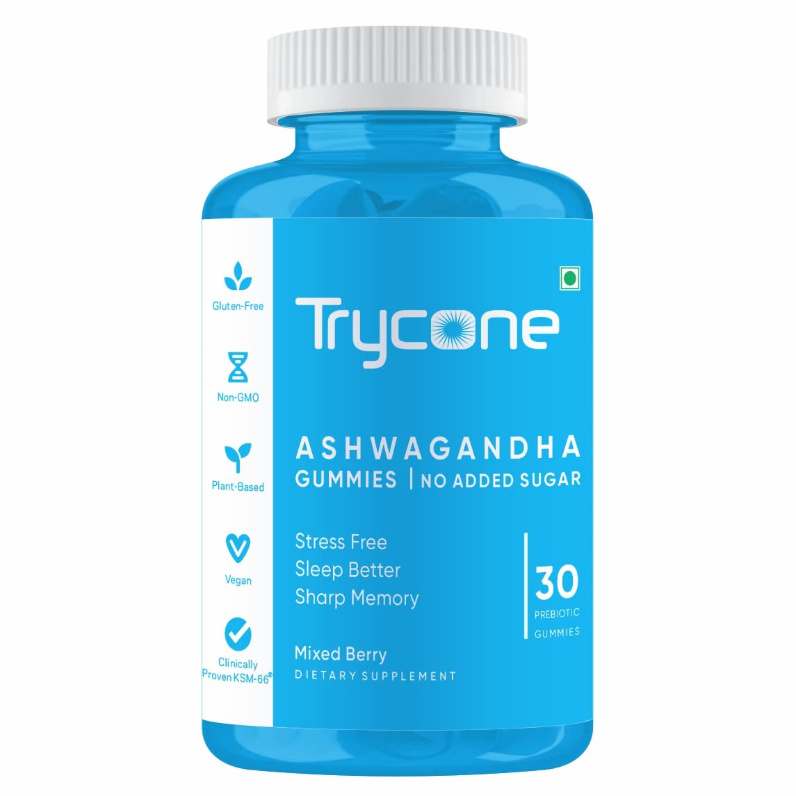 Trycone KSM66 Ashwagandha Sugar Free Gummies for Stress Relief, Better Sleep and Improved Memory and Focus - Pack of 30 Gummies (B0C4TS3M4H) Amazon Price History, Amazon Price Tracker