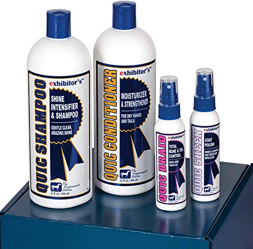 Exhibitor's Quic Shampoo and Conditioner 64 Oz with Free Quic Braid and Quic Sheen Detangler