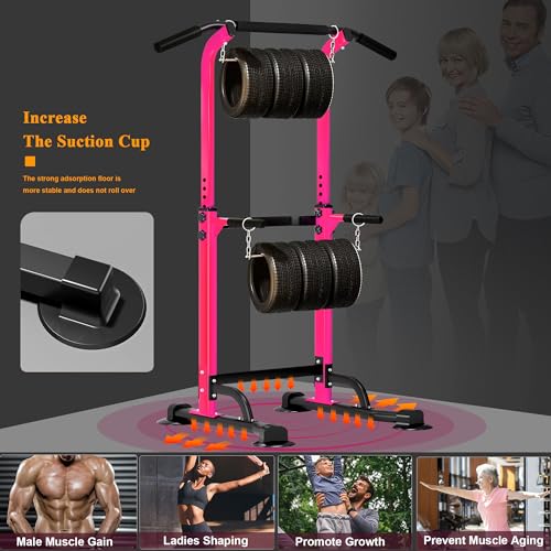 Image of DlandHome Power Tower Pull Up Dip Station Multi-Function Fitness Equipment for Strength Training Adjustable Height Dip Stand for Home Gym