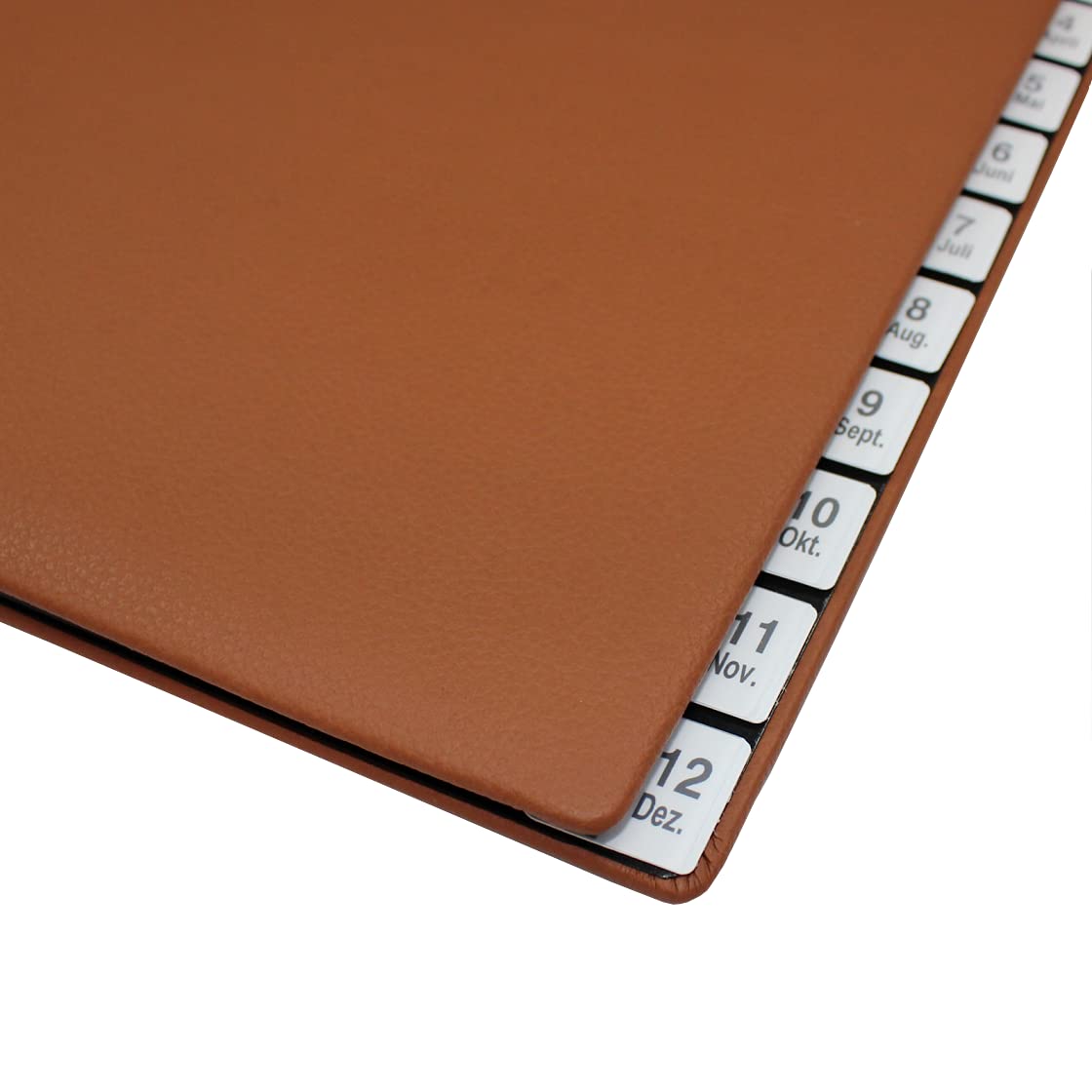 Classificatore con indice 1 – 12 (jan. dez.) in pelle bovina pieno martellata in marrone