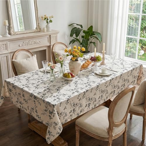 jinchan Black Farmhouse Floral Linen Rectangle Table Cloth 52 x 70 Inch by jinchan - Used condition - Image 3