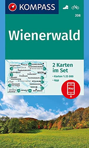 KOMPASS Wanderkarte Wienerwald: 2 Wanderkarten 1:25000 im Set inklusive Karte zur offline Verwendung in der KOMPASS-App. Fahrradfahren. (KOMPASS-Wanderkarten, Band 208) KOMPASS Wanderkarte Wienerwald: 2 Wanderkarten 1:25000 im Set inklusive Karte zur offline Verwendung in der KOMPASS-App. Fahrradfahren. (KOMPASS-Wanderkarten, Band 208)
