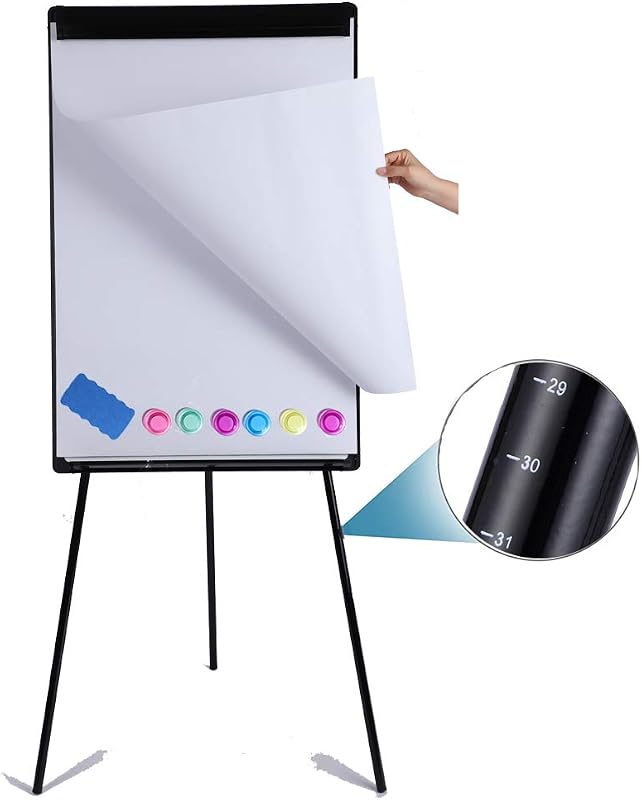 Magnetic Whiteboard Easel Dry Erase Board with Tripod Stand, 36"x24", Black | Portable Height Adjustable 3' x 2' Dry Erase Easel with Flipchart Paper Pad, Magnets & Eraser, For Class Office School