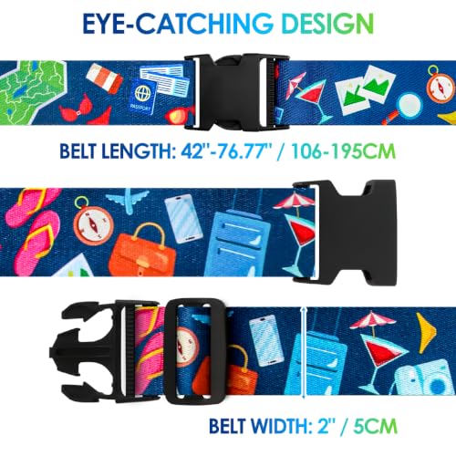 Image of Gutsdoor 2 Pack Luggage Straps for Suitcases, Adjustable Travel Belt, Suitcase Straps with Dual Lock, Quick Release, Over Handle, Luggage Connector Straps & Bright Luggage Belt. (Vacation Mode)