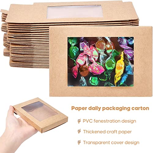 Lot de 6 Boîtes Cadeau de Noël en Papier Kraft avec Fenêtre,Sac Cadeau Noël pour emballage cadeau, bonbons, chocolats, biscuits, aliments pour Décoration de Noël - Image 5