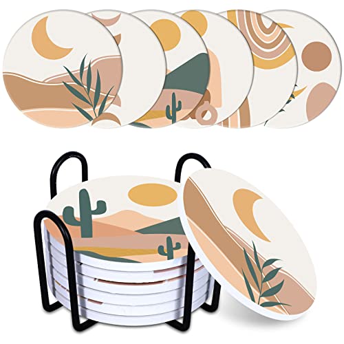 Whaline Boho Drink Coasters with Metal Holder