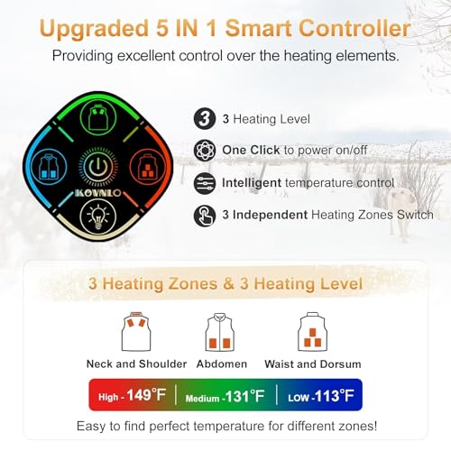 KOVNLO Heated Vest for Men, Smart Controller with Lights-out Design, Electric Heated Jackets (Battery Pack Not Included)2