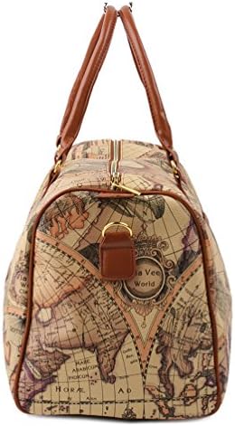 Copi World Map Large Duffle Bag Travel Tote Luggage Boston Style Beige 3 Copi World Map Large Duffle Bag Travel Tote Luggage Boston Style Beige