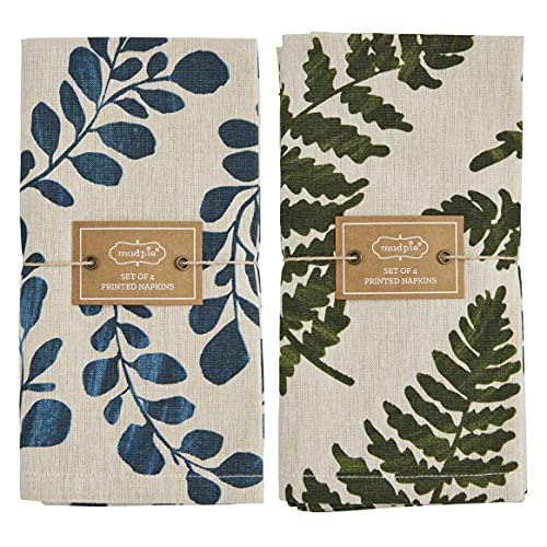 Mud Pie Leaf Napkin Set, Blue, 18" X 18" #TOP1