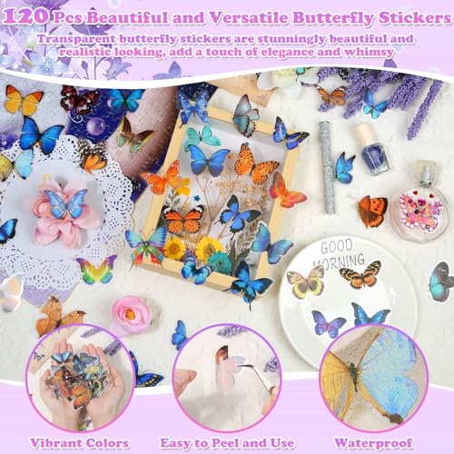 Image of 300 Pcs Real Dried Pressed Flowers & Butterfly Stickers for Resin Crafts | Natural Dry Wildflowers Leaves with Tweezer for Resin Jewelry Molds, Candle, Soap, Scrapbook, Bookmark, Frame, Card Making