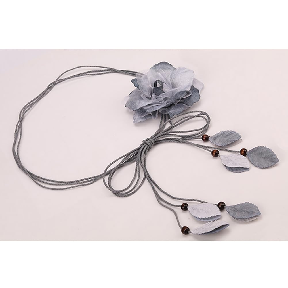 2 Pcs Curtain Tiebacks, Country Style Flower Curtain Holdback Straps, Decorative Drapery Holder for Home Office Patio Decor Tie Backs (Grey)