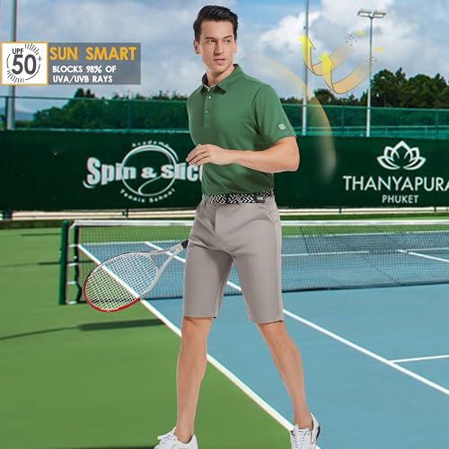 Image of Mens Golf Shirt Short Sleeve Moisture Wicking Dry Fit Performance Solid Pique Collared Golf Polo Shirts for Men
