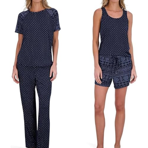 Image of Lucky Brand Women's Pajama Set - 4 Piece Sleep Shirt, Tank Top, Pajama Pants, Lounge Shorts (S-XL)