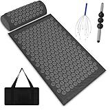 Acupressure Mat for Back Pain Relief,Acupressure Mat Large Help for Muscle Relaxation,Acupuncture mat Full Body,Acupressure Mats and Pillow with Carry Bag (Dark Grey)