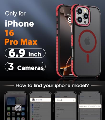 Coque magnétique iPhone 16 Pro Max antichoc compatible Magsafe rouge