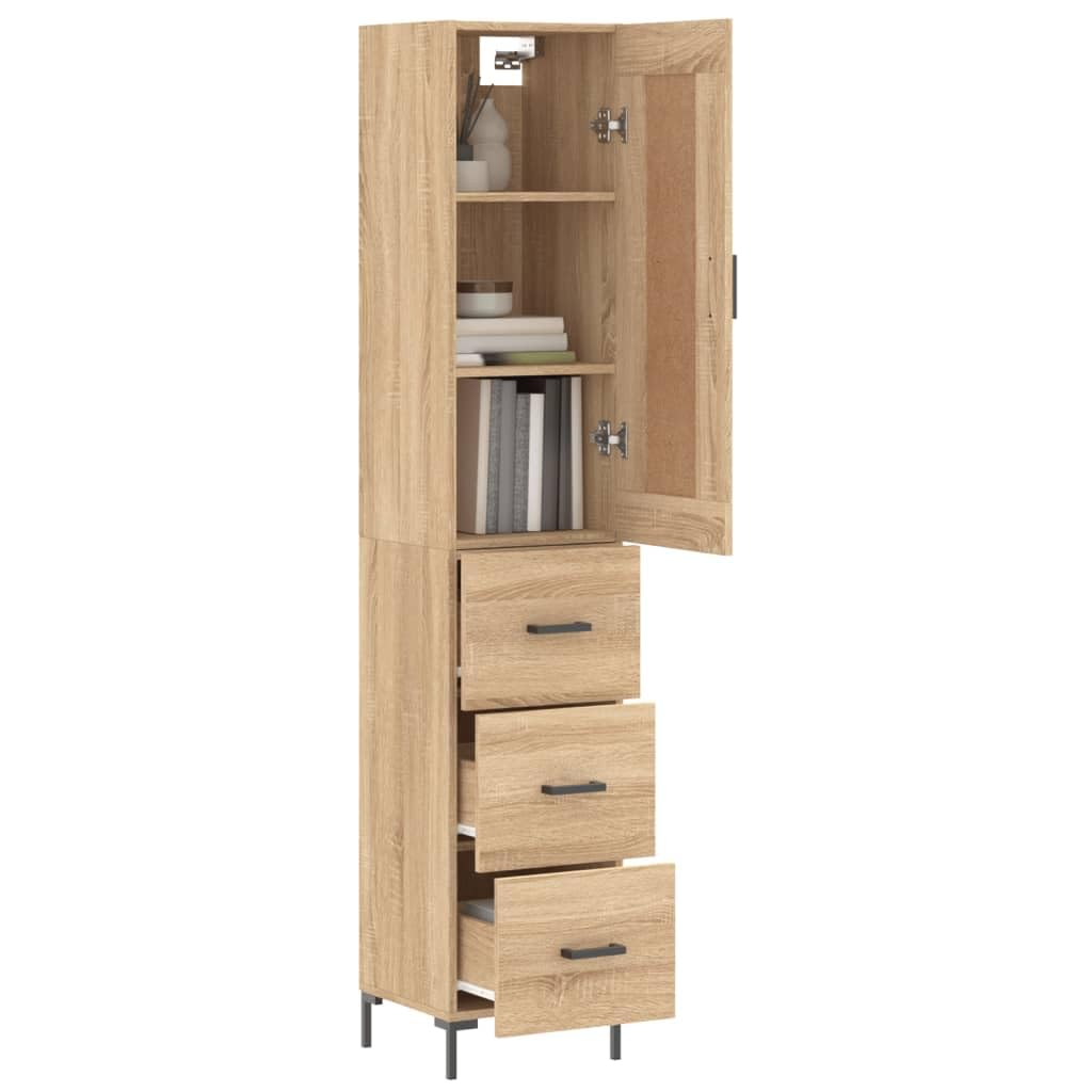 Meuble haut élégant avec espace de rangement, meuble haut moderne avec porte pratique, avec pieds en métal et support mural, stable pour le salon, décor chêne Sonoma en bois