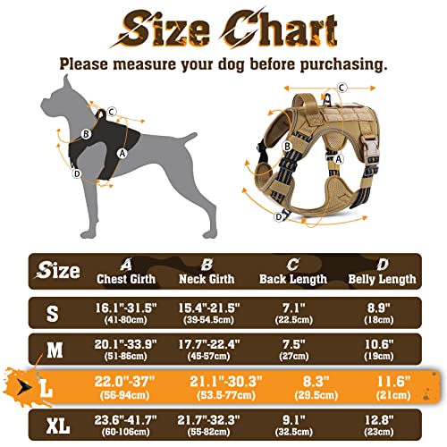 Rabbitgoo Tactical Dog Harness For Large Dogs, No-Pull Military Service Vest With Reflective Strips And Easy Control Handle For Running, Training, And Walking - Adjustable And Comfortable (Brown L) #TOP1