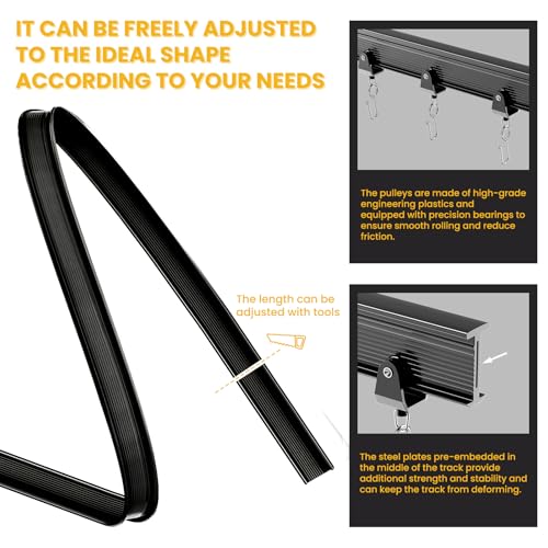 Image of Room Divider Curtain Sets with Flexible Ceiling Track, Privacy Soundproof Curtain for Bedroom Office Patio Sliding Door(Black, W180 x L96, 1 Pack)