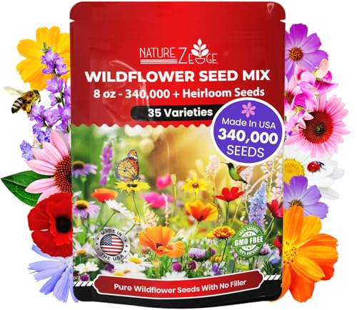 NatureZ Edge Wildflower Seeds, 1/2 lb, 340,000 Seed, 35 Variety Perennial & Annual Flower Seeds to Plant Outside, Bulk Wildflower Seed, Wild Flower, Semillas de Flores