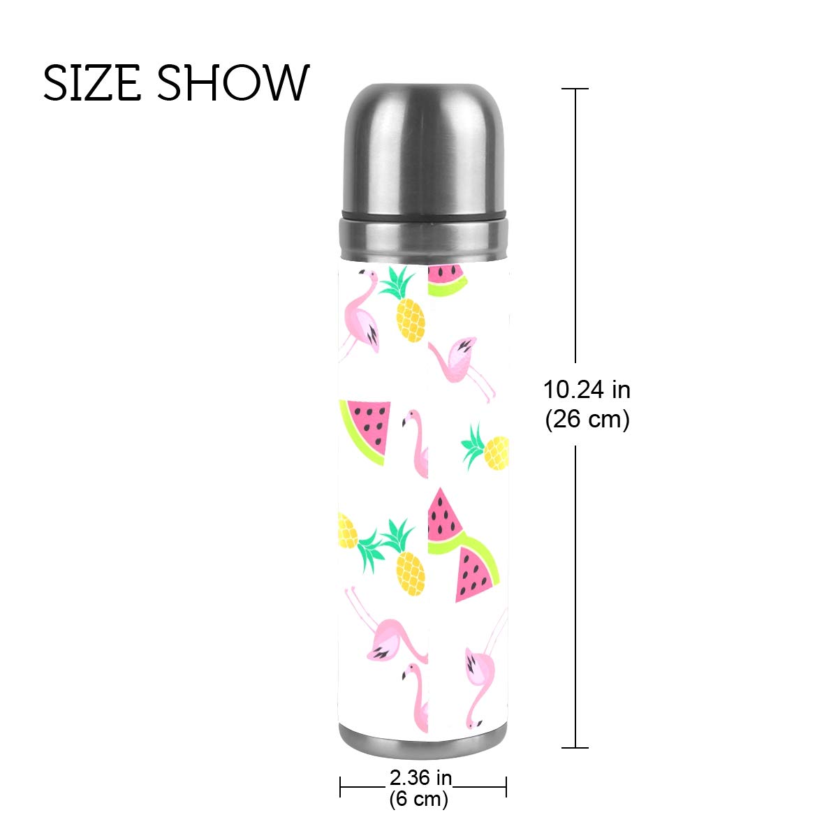 Taza de viaje de acero inoxidable con aislamiento al vacío, doble pared, a prueba de fugas, diseño de verano trópico, estampado personalizado impreso en piel auténtica, termo de 500 ml