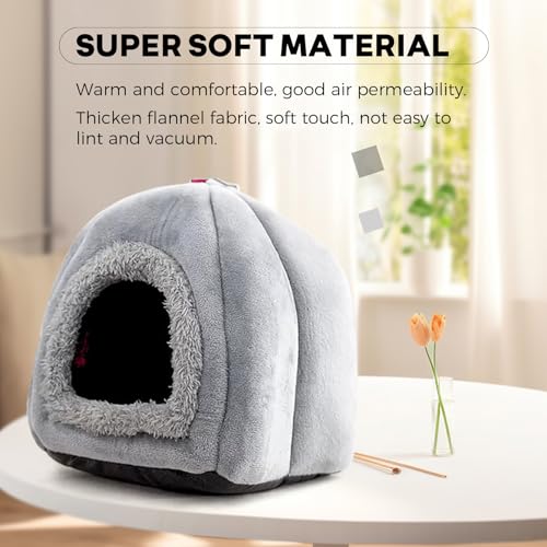 Image of QBLEEV Bird Nest House Winter Warm Bird Bed for Cage Hanging Bird Hammock Soft Plush Snuggle Hut Tent, Parrot Cage Accessories Birds Hideaway Sleeping Bed (Grey, Large)