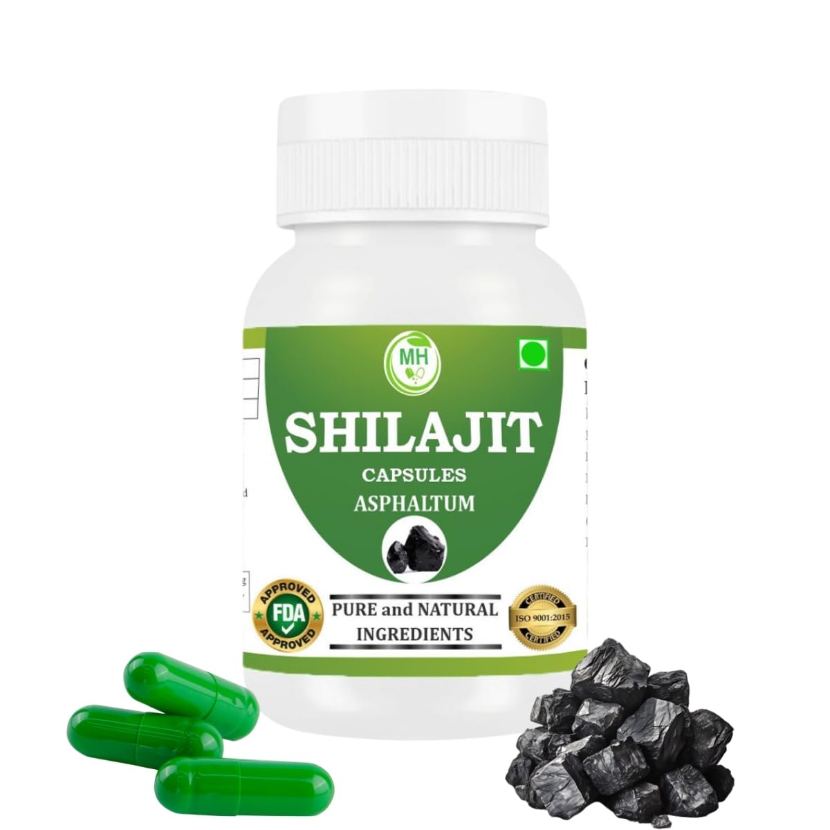 SHILAJIT Capsules – 60 Veg Capsules | Pure Asphaltum Extract (Shuddha Shilajit) | Natural Ayurvedic Supplement | Plant-Based Wellness Formula | Pack of 1