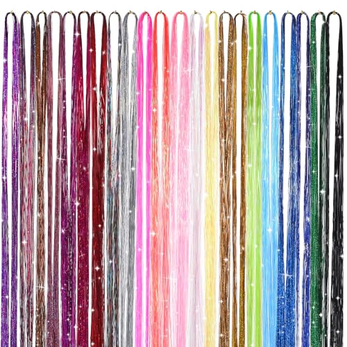 Healeved Hair Tinsel Kit, 22 Colors Glitter Hair Extensions with Styling Tools - Image 3