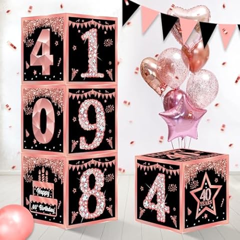 Eucutur 40th Birthday Rose Gold Decoration Boxes Cover