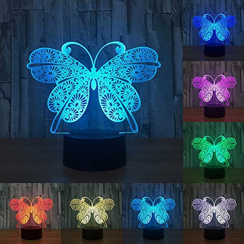 Papillon LED Chambre Night Light Acrylique 3D Lampe 7 Couleurs Changeantes Tactile Commutateur Salon Lumières Sommeil Léger Cover