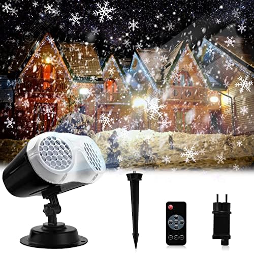 jely LED Christmas Projector Lights Outdoor Binocular Snowflake Projector with Remote Control Xmas Projection Lamp IP65 Waterproof for Xmas Christmas New Year Wedding Birthday Party Garden