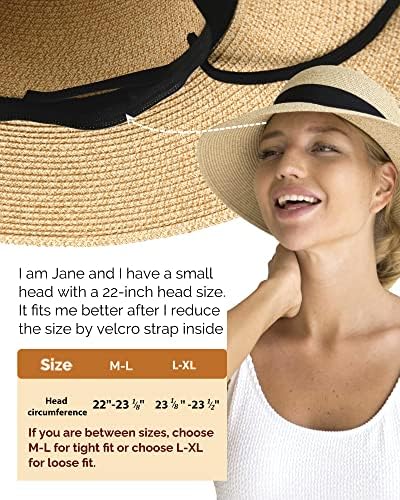 FURTALK Womens Beach Sun Straw Hat UV UPF50 Travel Foldable Brim Summer UV Hat 3 FURTALK Womens Beach Sun Straw Hat UV UPF50 Travel Foldable Brim Summer UV Hat