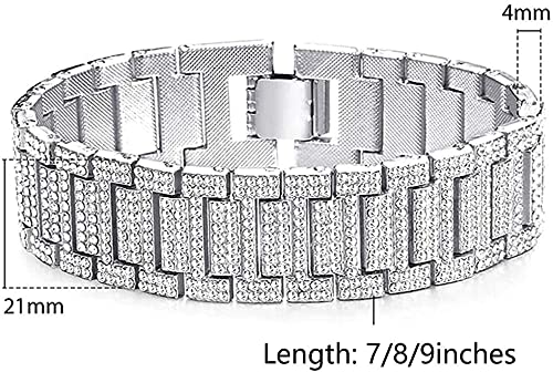 Apzzic 21mm Mens Iced Out Bracelet Bangle Hip Hop Gold Plated CZ Diamond Cuban Link Bracelet3
