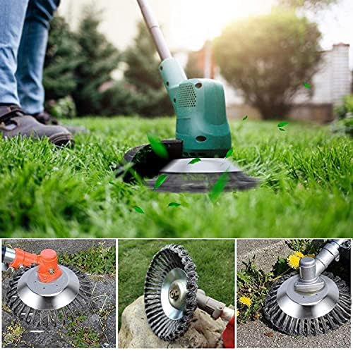 HAUSPROFI 8'' Grass Trimmer Cutter Head for Garden Lawn Mower, Strimmer Wire Brush Head with Knotted Wire, Universal Solid Steel Wire Wheel for Brush Cutter Attachment Replacement