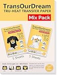 TransOurDream Iron on Heat Transfer Paper for Dark and Light T Shirts (Mixed Pack, 5+5 Sheets, 8.5x11') Printable HTV Heat Transfers Vinyl for Laserjet & Inkjet Printers (D3L3)
