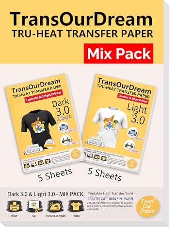 TransOurDream Iron on Heat Transfer Paper for Dark and Light T Shirts...