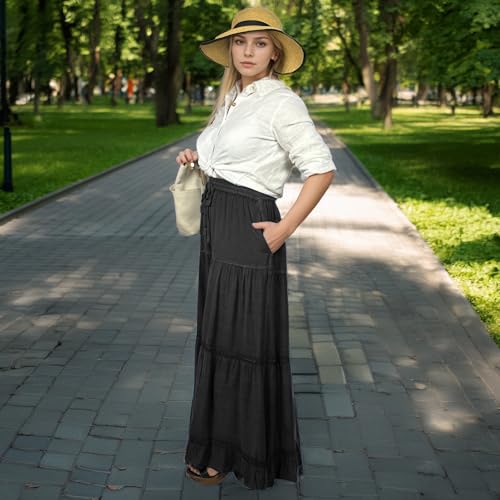 Agan Traders Women's 2025 Spring Soft Flowy Palazzo Wide Flared Belly Bottom High Waistband Drawstring Ruffle Pant Trouser4