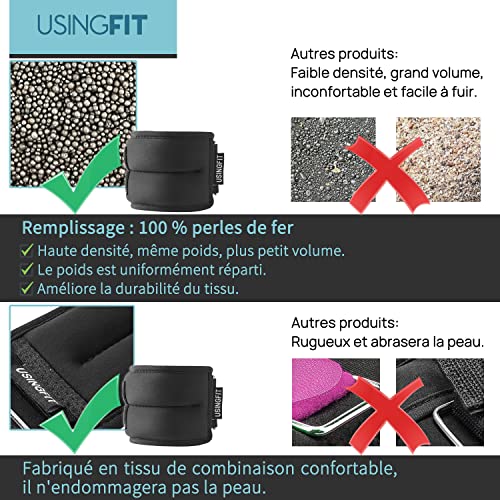 Poids cheville lestes chevilles musculation USINGFIT ajustables de 0.5kg à 3kg - 4