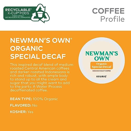 Newman's Own Organics Special Blend Decaf Keurig Single-Serve K-Cup Pods, Medium Roast Coffee, 72 Count