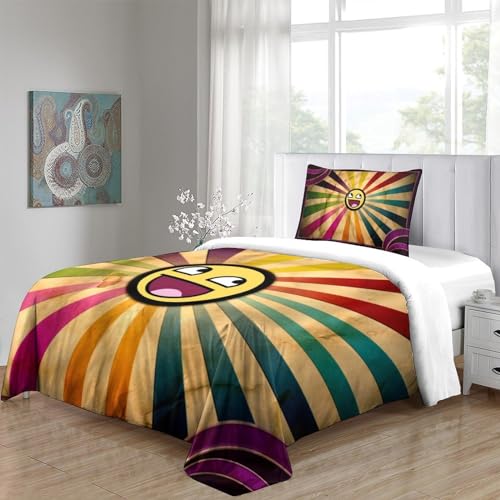 Juego de funda nórdica infantil de microfibra con estampado 3D de carita sonriente 135x200 cm 5