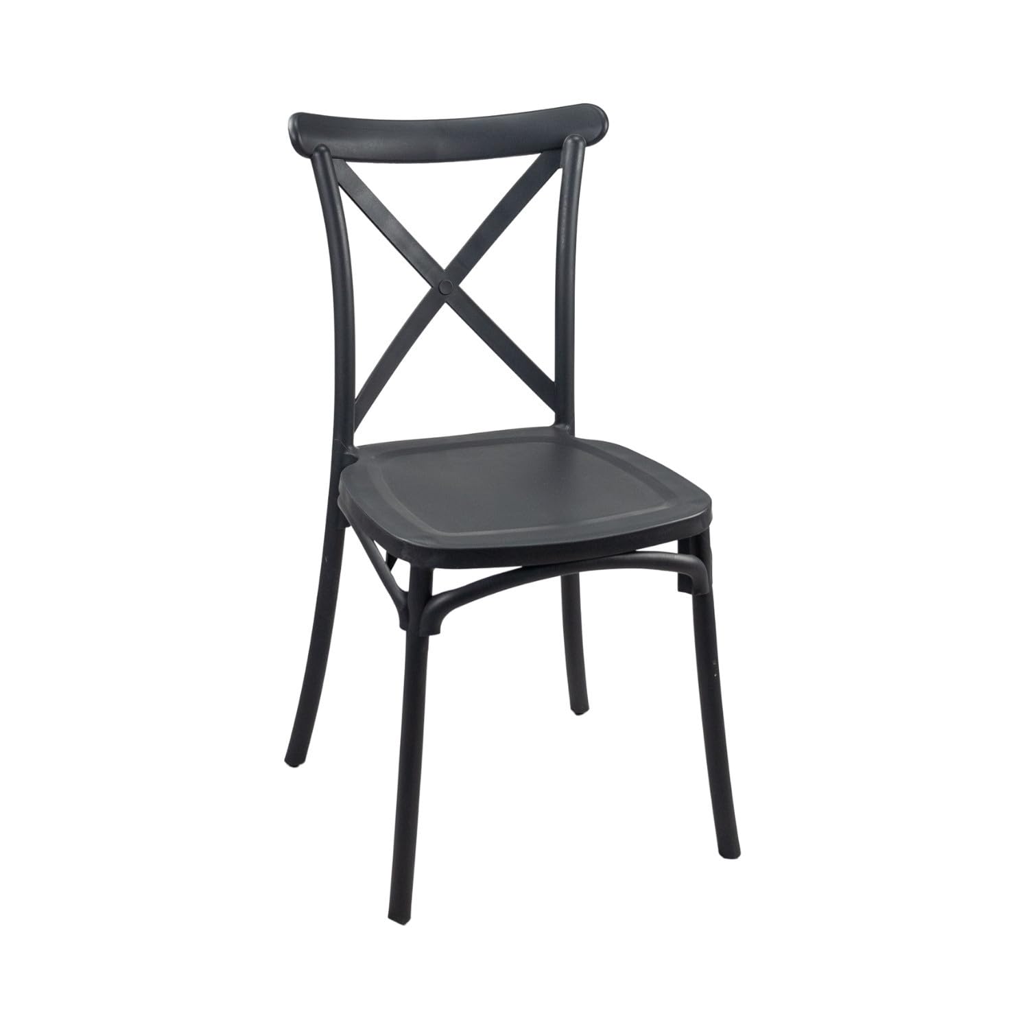 7H SEVEN HOUSE Silla para Catering Apilable Charlotte, Fibra de Vidrio, Gris Oscuro, 50x44x87.5cm