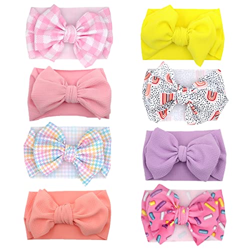 Image of GEZISAN Baby Headbands for Girls Hair Bows Turban Knotted Headwraps for Newborn Infant Toddlers Kids (PR10-8PCS)