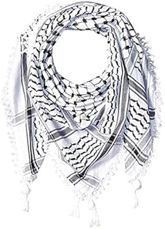 HirbawiPremium Arabic Scarf Cotton Shemagh Keffiyeh 47"x47" Arab Scarf Made in Palestine
