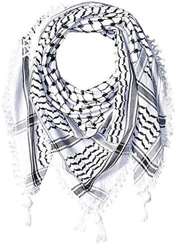 HirbawiPremium Arabic Scarf Cotton Shemagh Keffiyeh 47"x47" Arab Scarf Made in Palestine