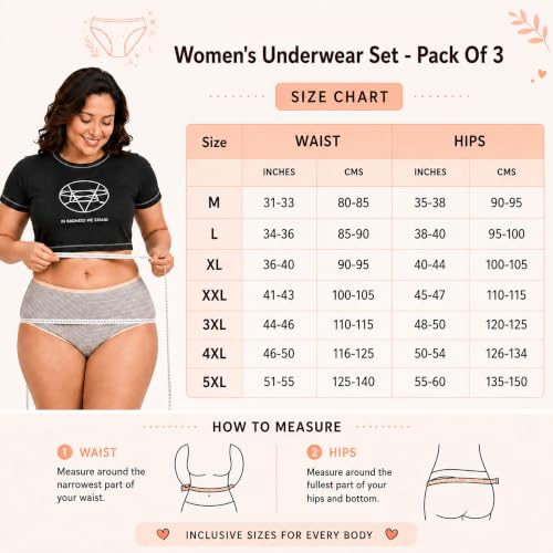 Image of Chic 100% Cotton Harmony Stripe 04 Set of 3 Panty for Women | Women's Cotton Antibacterial Brief Underwear | Soft & Breathable Fabric | Available in Plus Size