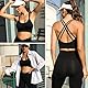 Leversic Sport BH Push up Cross Back Design Bustier Damen mit Gepolstert Ohne Bügel Damen-BHS mittelstarkem für Fitness Lauf Joggen, 315-Schwarz, L