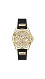 Ladies 40mm Watch - Black Strap Champagne Dial Gold Tone Case
