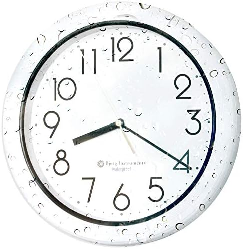Bjerg Instruments Sealed Waterproof Dust Proof Wall Clock for Kitchen, Bathroom, Pool, Shower, Outdoors