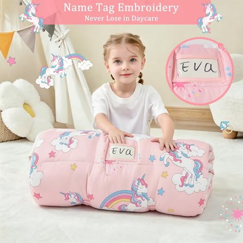 Image of Toddler Nap Mat for Preschool 50''x30'' Sleeping Mat with Removable Pillow and Minky Blanket for Kids Ages 3-7 Roll Up Soft Sleeping Bag for Boys Girls Kindergarten Daycare Sleepover
